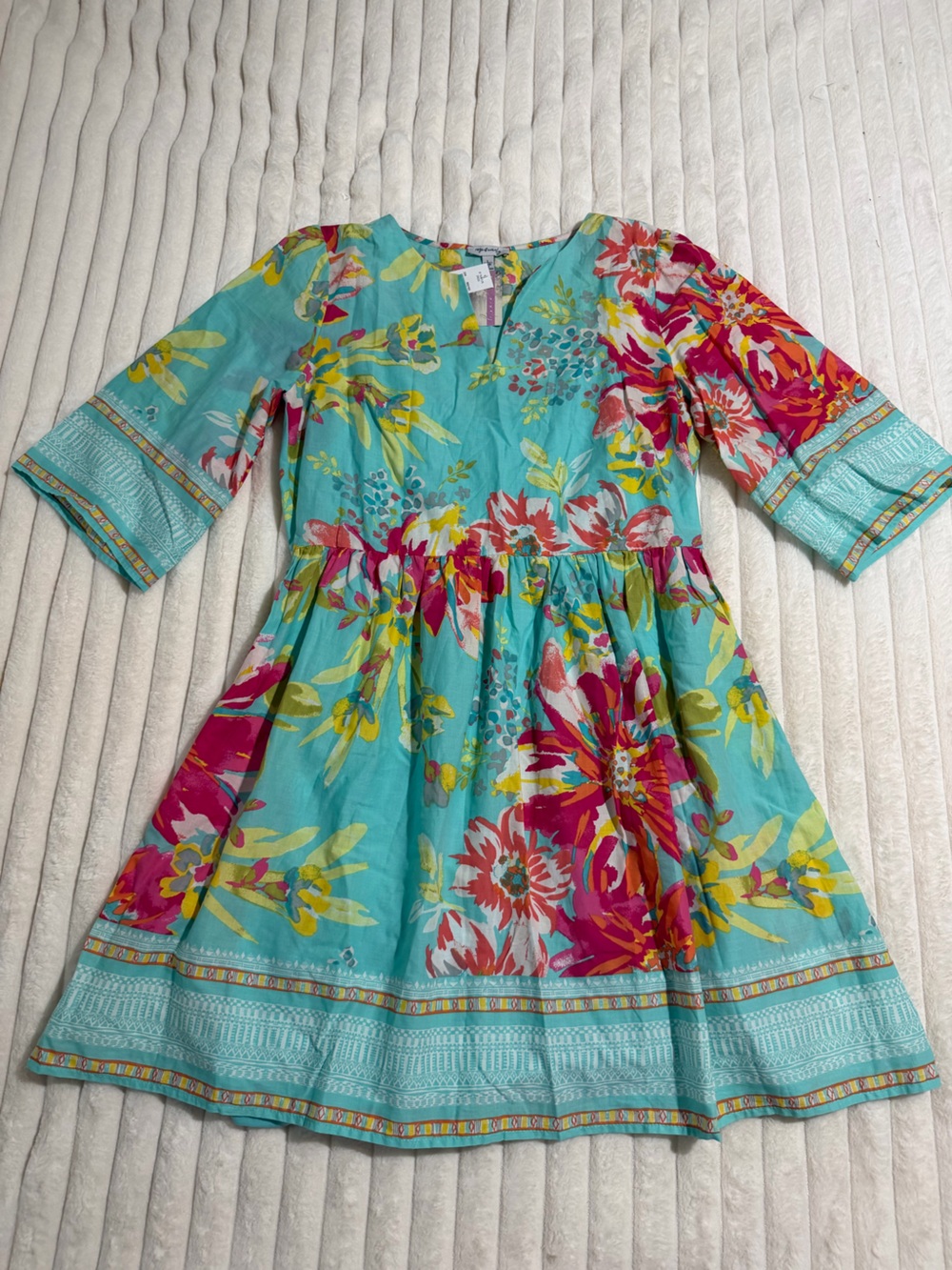 Floral Turquoise Women’s Skirt - Bright Floral Print 100% cotton